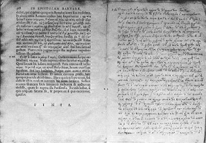 Fotografie předsádky knihy s přepisem listu Klémenta Alexandrijského