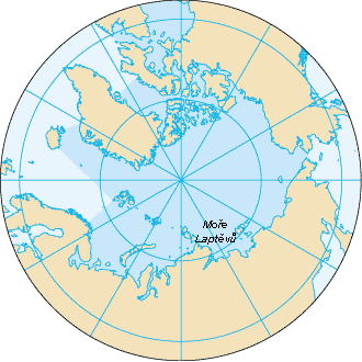 Mapa: Severní ledový oceán a moře Laptěvů
