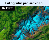 V důsledku zvyšujích se teplot na Zemi ustupují mj. také horské ledovce v Alpách. Zde snímek družice Lansat 5 z 18. srpna 1985 (fotografie v nepravých barvách). Srovnání s předchozím snímkem družice Landsat 8 z 25. srpna 2019 je dostatečně výmluvné. Všechny ledovce mezitím výrazně ustoupily. Obě fotografie dokládají změny v oblasti Montblanského masivu. V poslední době se hovoří například o ledovci Planpincieux na italské straně Alp. V letošním horkém létě ledovec ustupoval rychlostí až 50 centimetrů za den. Experti se obávají, že by mohlo dojít k odlomení kusu ledu o rozloze až 250 tisíc metrů krychlových. Úřady proto koncem září nařídily uzavřít silnici v údolí Val Ferret a evakuovat horské chaty v okolí. Podle glaciologů by alpské ledovce mohly kompletně roztát do konce tohoto století.
