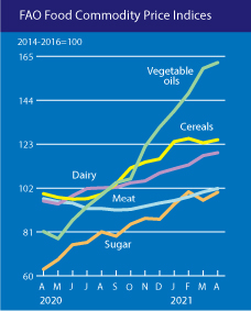 Index cen potravin a index cen potravinových komodit za posledních dvanáct měsíců